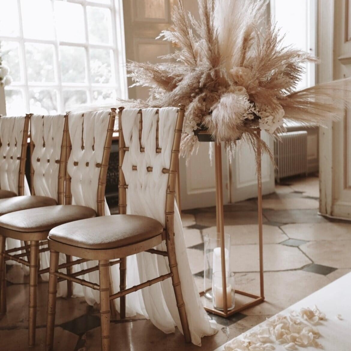 chairs along the wedding isle